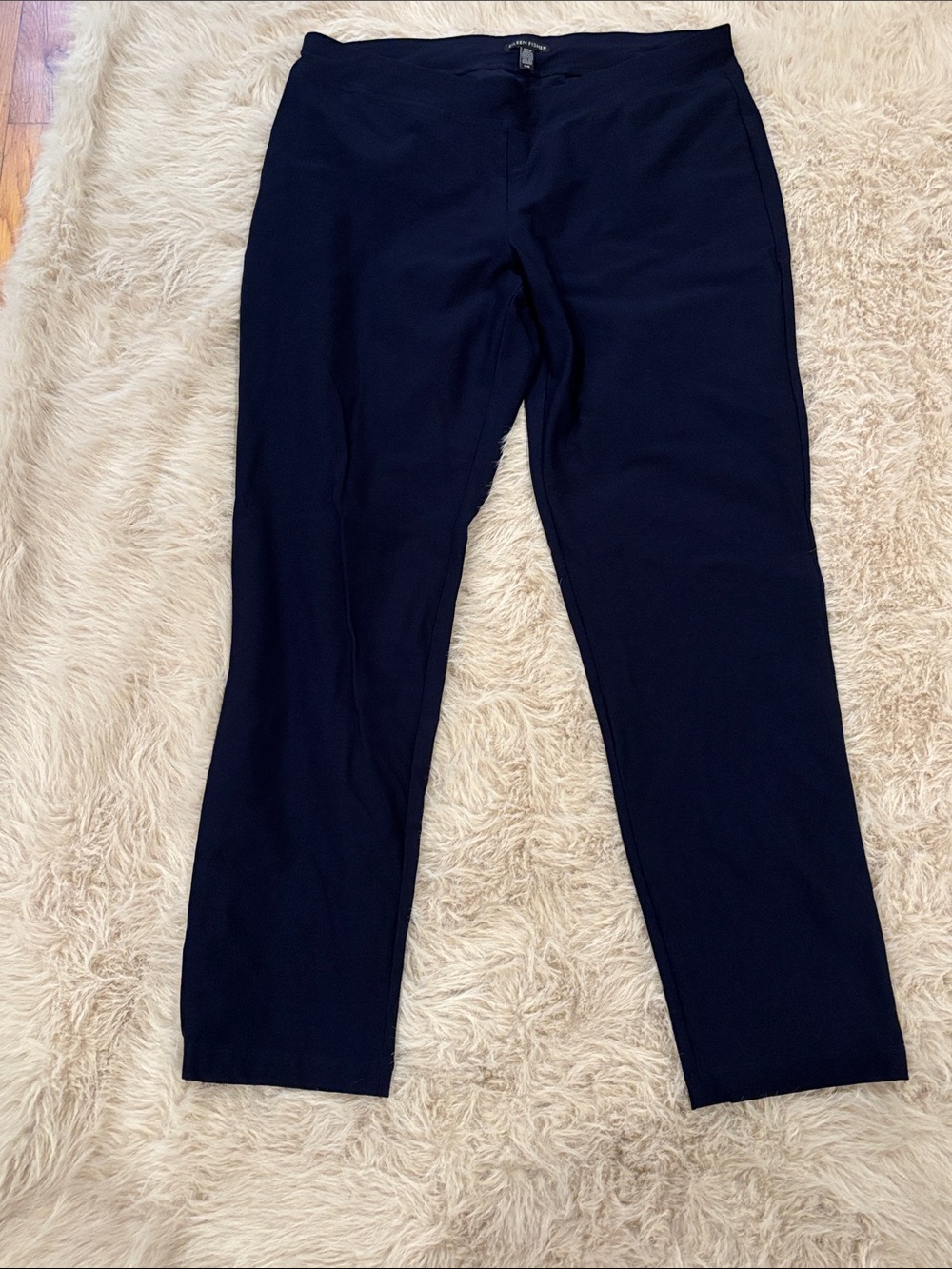 Eileen Fisher Dark Navy Straight-Leg Pull-On Pants